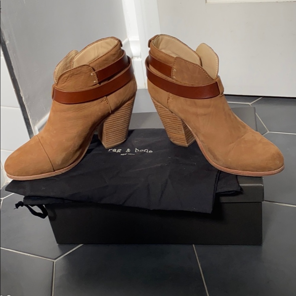 Rag & Bone Camel Suede Harrow Stacked Heel Booties - image 7